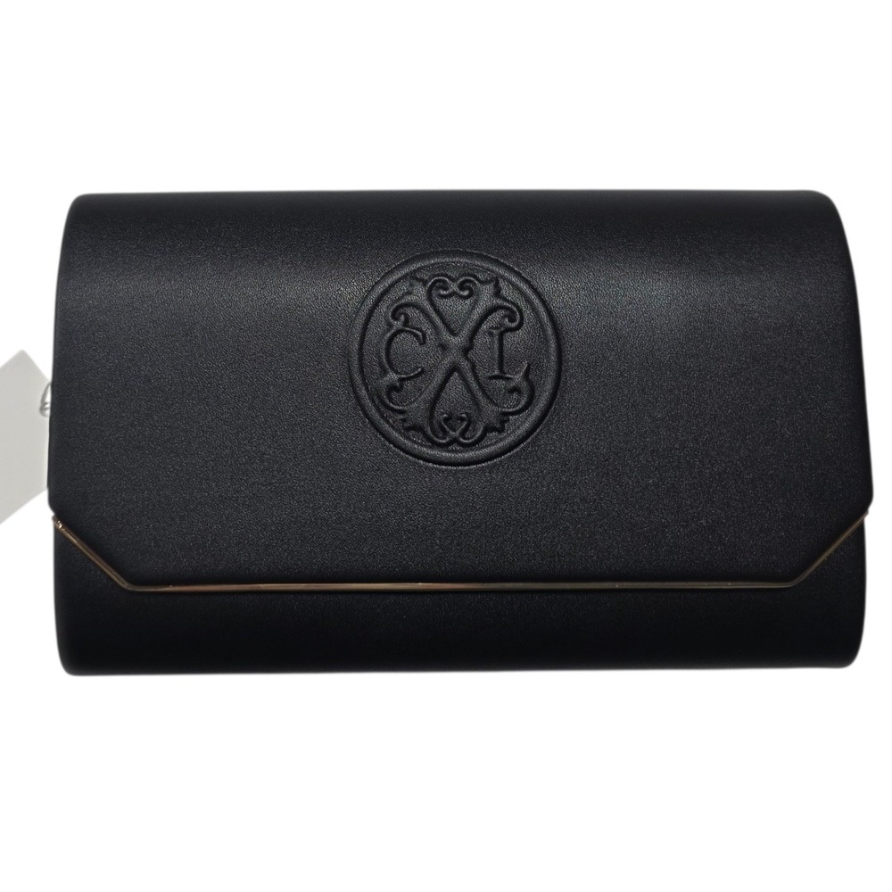 CXL by Christian Lacroix Madison Smooth Clutch Womens Black NWT Gold Chain